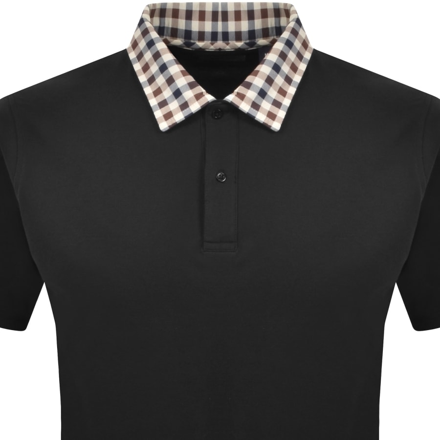 Aquascutum Club Check Collar Polo T Shirt Black | Mainline Menswear x
